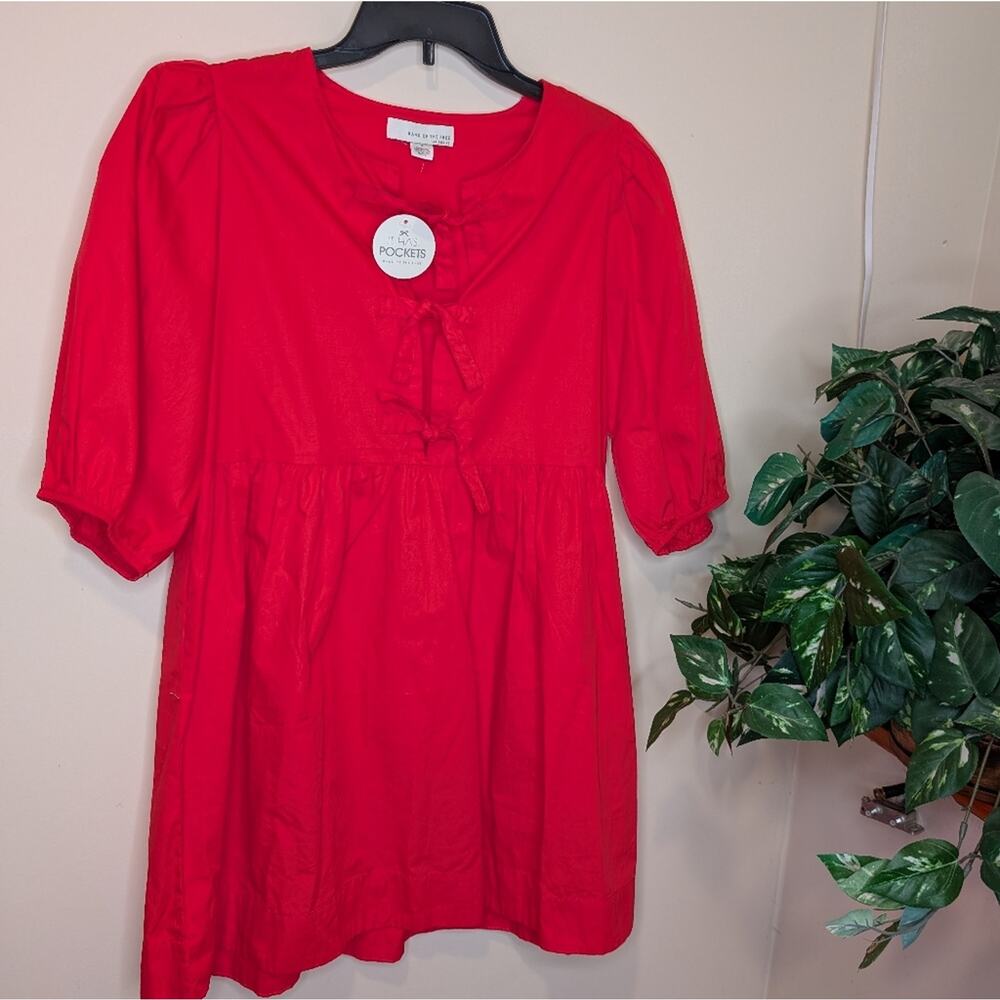 Band of the Free Red Mini Dress 100% Cotton – Size M (Flame Scarlet)